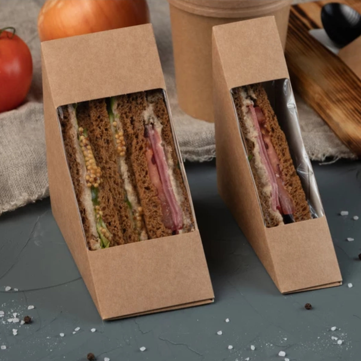 Pack of 250 Kraft Sandwich Wedges – Single & Double Size.