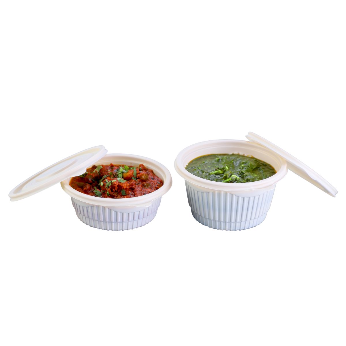 Pack of 200 Corn-Starch Round Food Containers with Lids | BPA-Free, Biodegradable, Microwave & Freezer Safe
