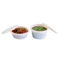 Pack of 200 Corn-Starch Round Food Containers with Lids | BPA-Free, Biodegradable, Microwave & Freezer Safe