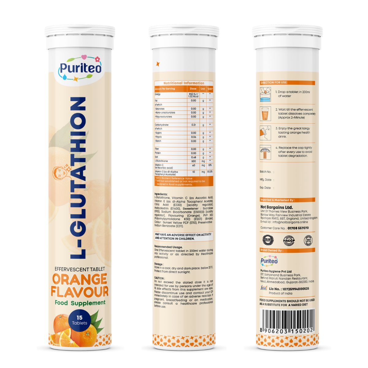 L-Glutathione Effervescent – Pineapple/Orange | 30 Tabs | Skin Glow, Antioxidant & Detox Support