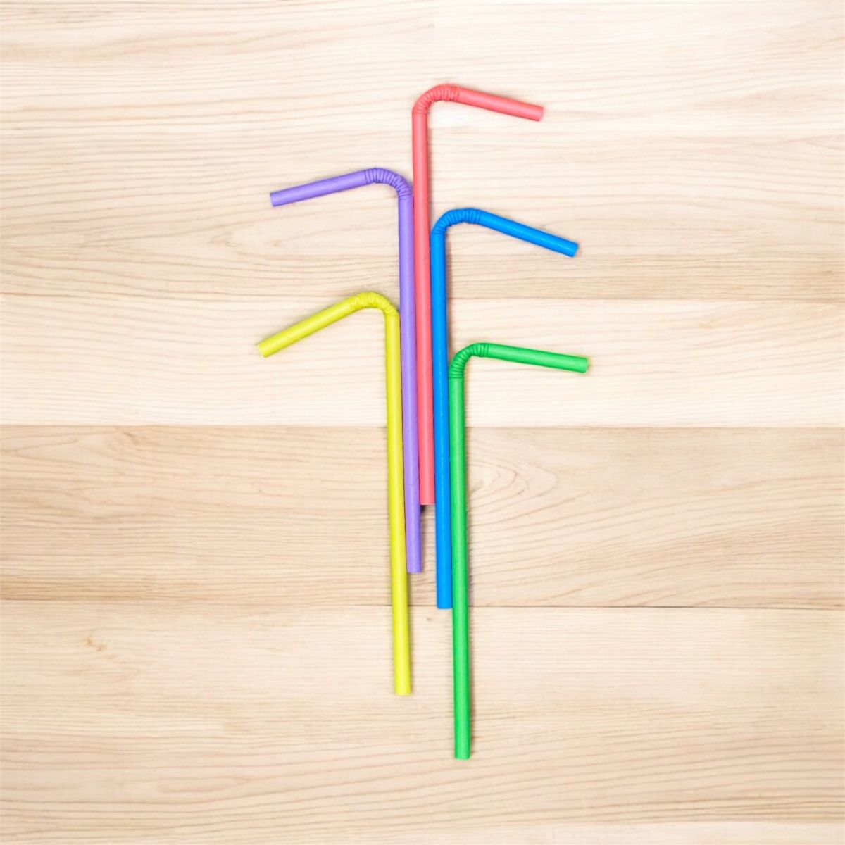 Multicolour Flexible Paper Drinking Straws – Individually Wrapped, U-Shaped, 21cm Long & 6mm Diameter