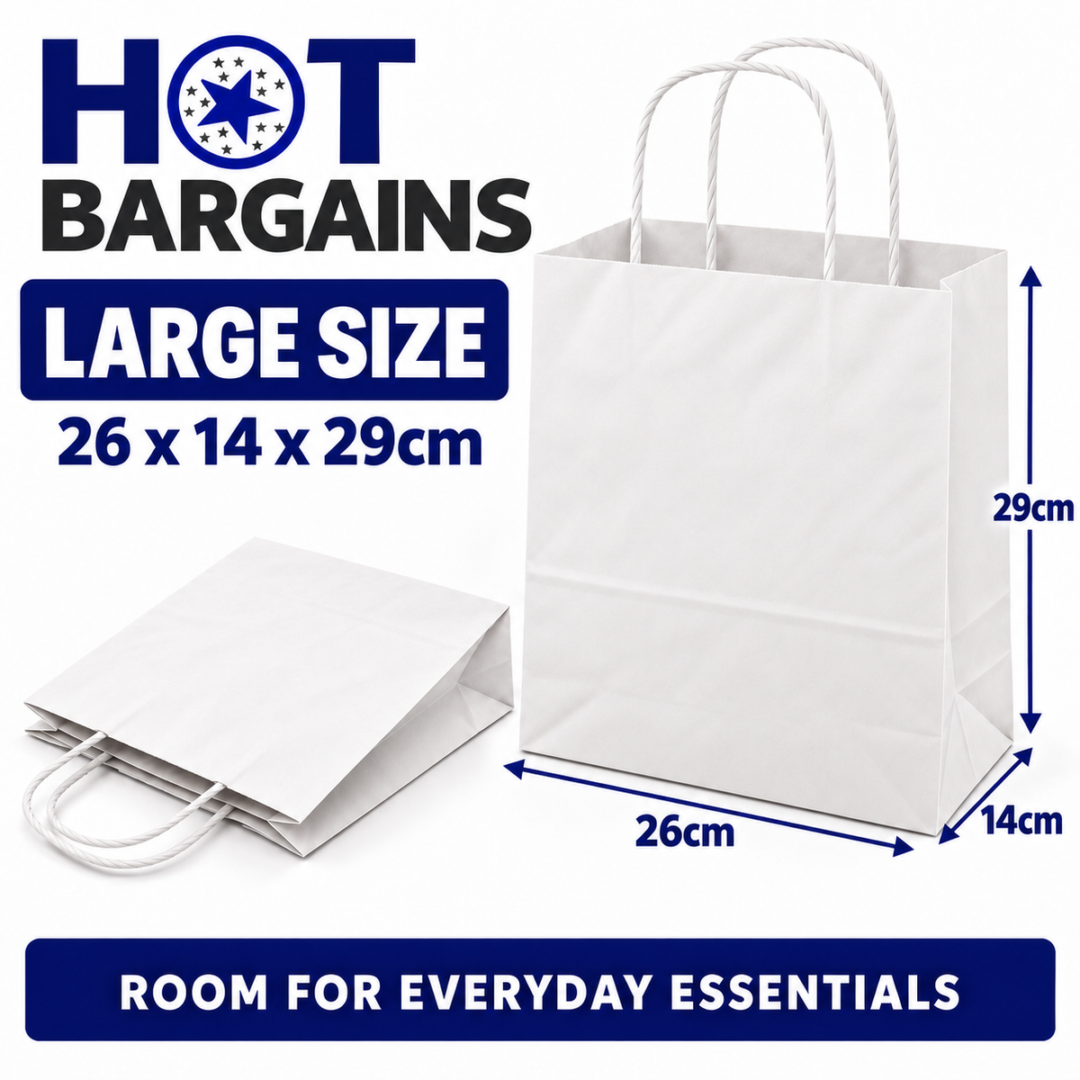 Hot Bargains — 250 X White Twisted Paper Bag - Large — photo 2