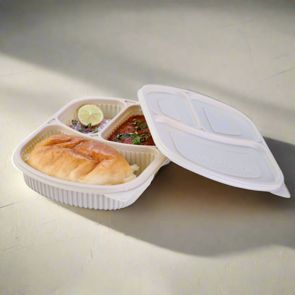 Pack of 200 Corn-Starch Rectangular Food Meal Box with Lids BPA-Free Biodegradable Microwave & Freezer
