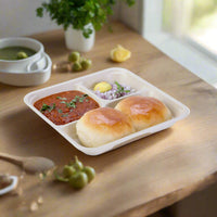 Pack of 200 Corn-Starch Disposable Food Plates Biodegradable BPA-Free Microwave Safe, 3/4/6 Compartments