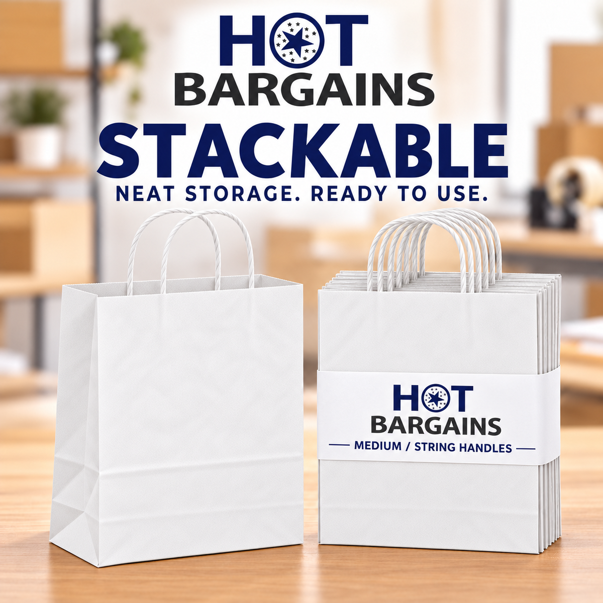 Hot Bargains — 250 X White Twisted Paper Bag - Medium — photo 4