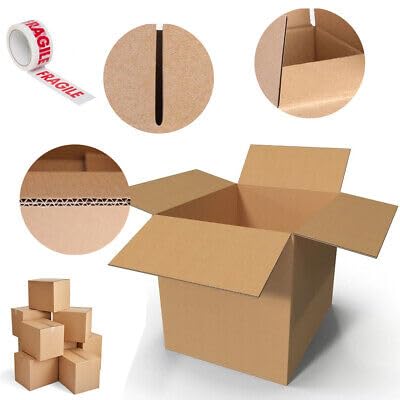 Corrugated Cardboard Shipping Boxes Pack of 25 Brown Packaging & Mailing Boxes with Various Sizes Postal Boxes for Business, Posting, Storing or Gift (18" X 12" X 4" (45.72 X 30.48 X 10.16 CM), Brown)
