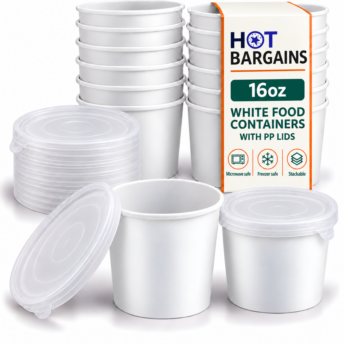 Hot Bargains — 250 x 16oz White Soup Cups + PP Lids
