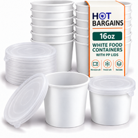Hot Bargains — 250 x 16oz White Soup Cups + PP Lids