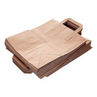 Pack of 250 Kraft Paper Bags with Flat Handles  Brown & White Colors Sizes : Small, Medium, Large, XL