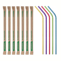 Multicolour Flexible Paper Drinking Straws – Individually Wrapped, U-Shaped, 21cm Long & 6mm Diameter