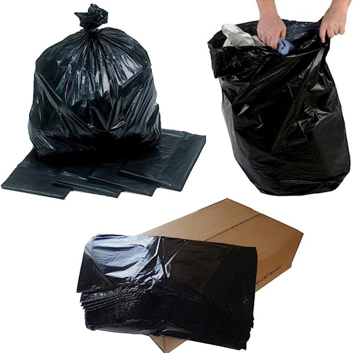 Pack of 200 Black Refuse Sacks Heavy Duty Rubbish Bin Bags Size 18" x 29" x 39''