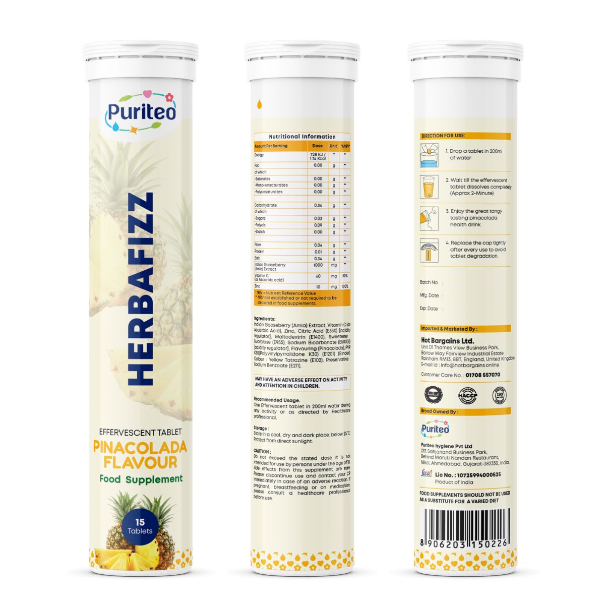 Herbafizz Effervescent – Orange & Pinacolada | 30 Tabs | Immune, Energy & Wellness Support