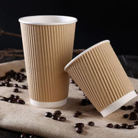Pack of 500 Kraft Triple Wall Paper Cups Size 8oz ,12oz & 16oz.