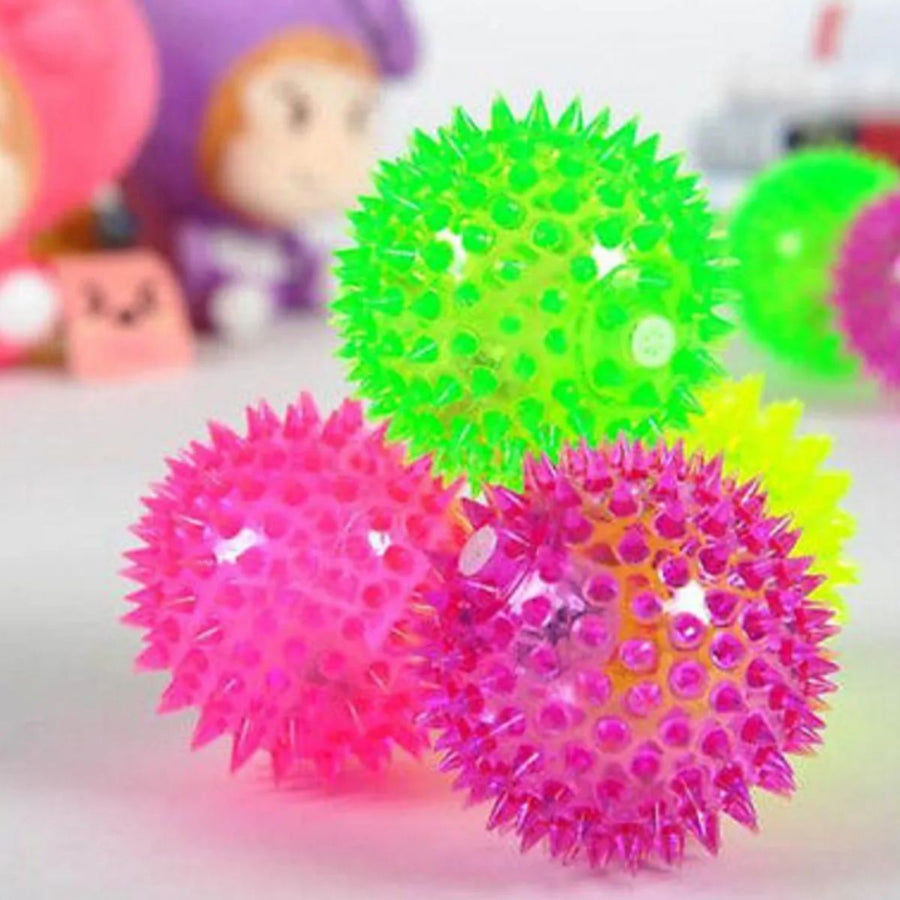 Flashing Spike Ball – Light-Up Spikey Massage Ball with Bounce, Light & Sound – Sensory Toy for Stress Relief, Play & Therapy