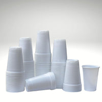 7oz Plastic Water Cups in Different Colours - Clear, White & Blue. - Pack of 1000 / 3000