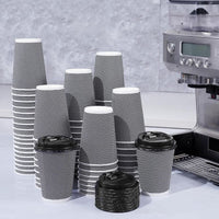 Pack of 500 Disposable Chex Design Kraft Coffee Cups Size 8oz, 12oz & 16oz.