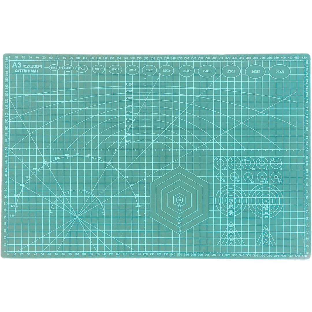 Self-Healing Cutting Mat A1 - 90 x 60cm, A2 - 60 x 45cm and A3 - 45 x 30cm, 5-Ply Green Craft Board, Recycled PVC Hobby Mat for Sewing, Quilting & Crafts