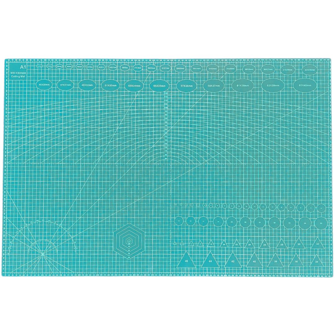 Self-Healing Cutting Mat A1 - 90 x 60cm, A2 - 60 x 45cm and A3 - 45 x 30cm, 5-Ply Green Craft Board, Recycled PVC Hobby Mat for Sewing, Quilting & Crafts