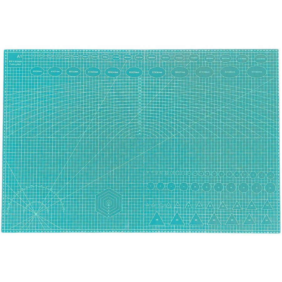 Self-Healing Cutting Mat A1 - 90 x 60cm, A2 - 60 x 45cm and A3 - 45 x 30cm, 5-Ply Green Craft Board, Recycled PVC Hobby Mat for Sewing, Quilting & Crafts