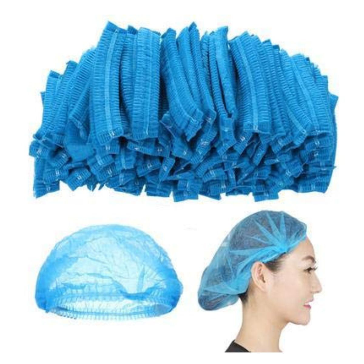Pack of 1000 Disposable Hair Nets Non-Woven Surgical Caps – Blue, White, Pink & Green