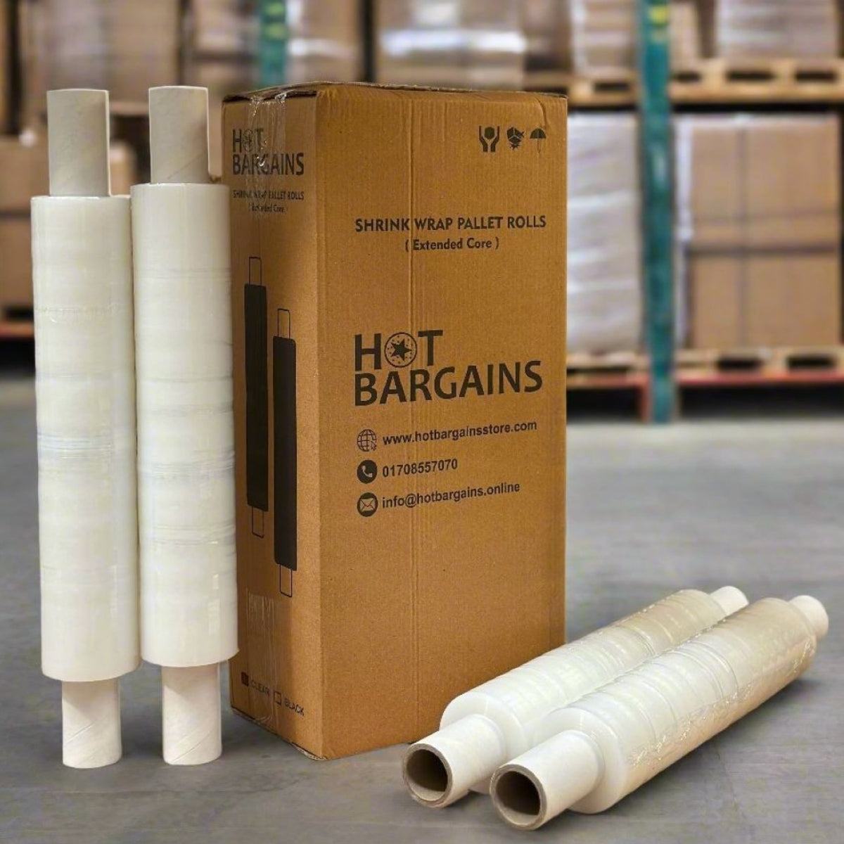 Extended core Pallet Wrap Heavy Duty Stretch Shrink Wrap Clear & Black Colour Pack of 10 / 20
