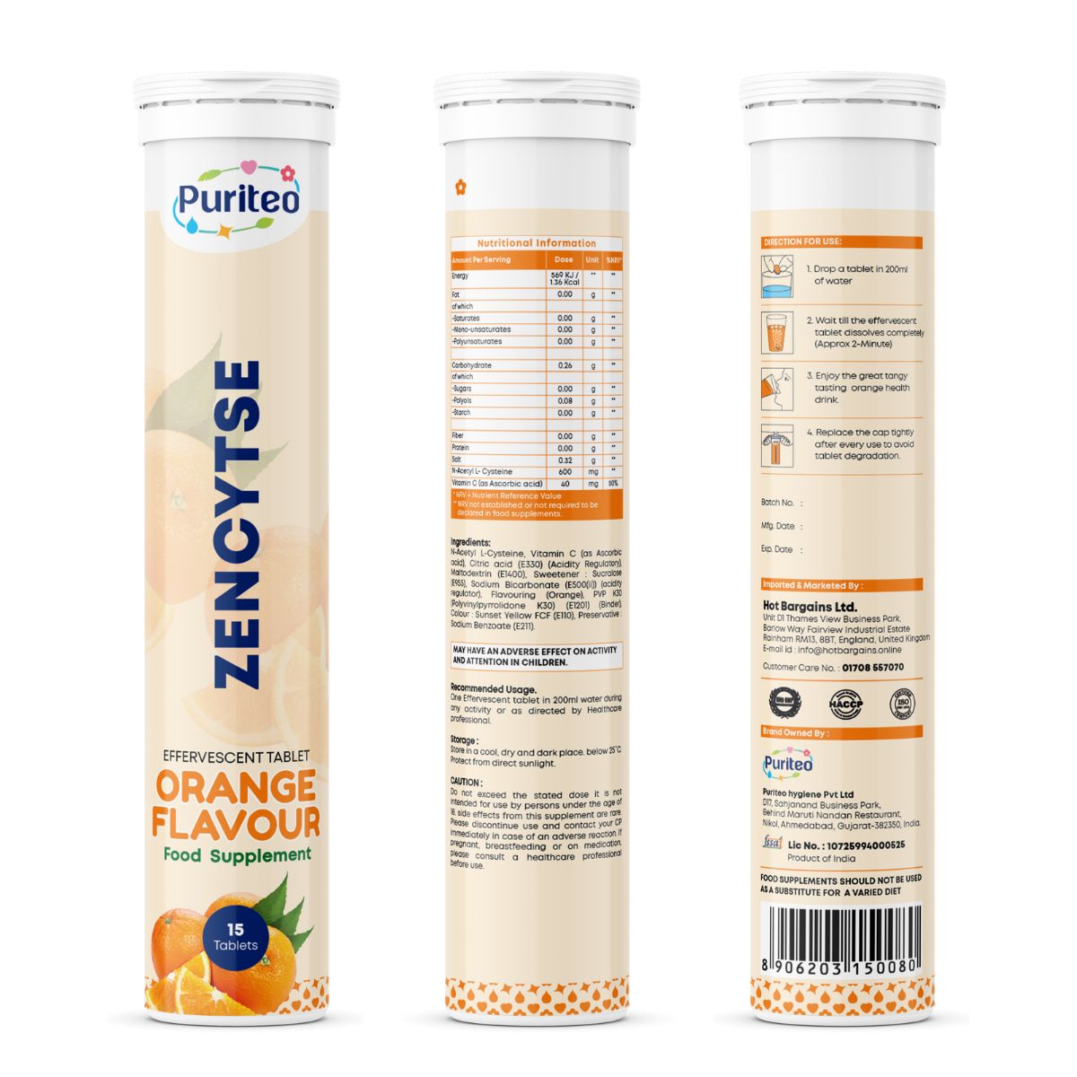 Zencytse Effervescent Tablets – 30 Ct | Lychee / Orange | Energy & Immunity Support
