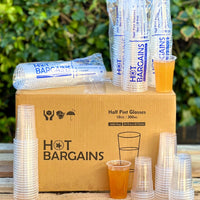 Pack of 1000 Clear Strong Plastic Pint / Half Pint Cups