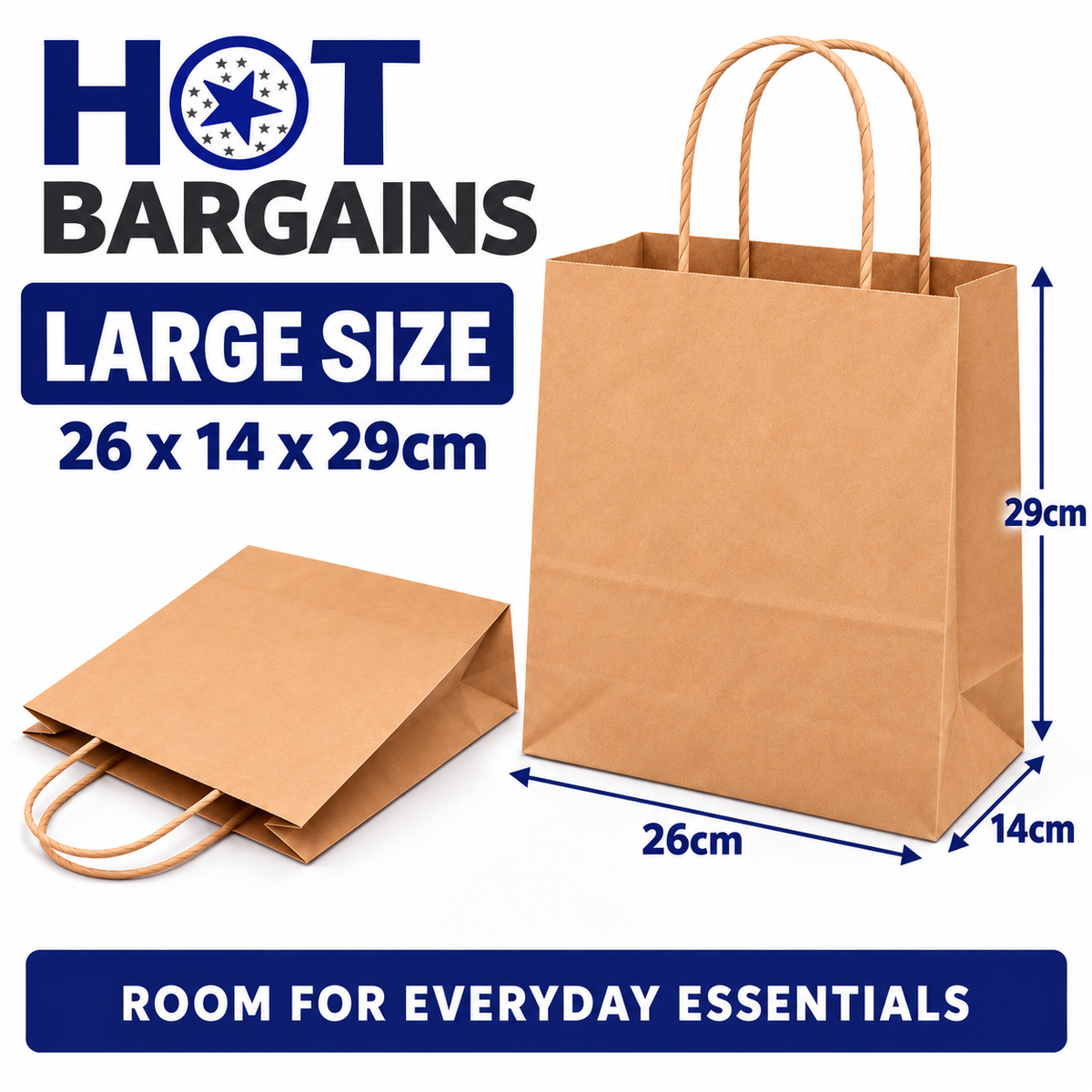Hot Bargains — 250 X Brown Twisted Paper Bag - Large — photo 2