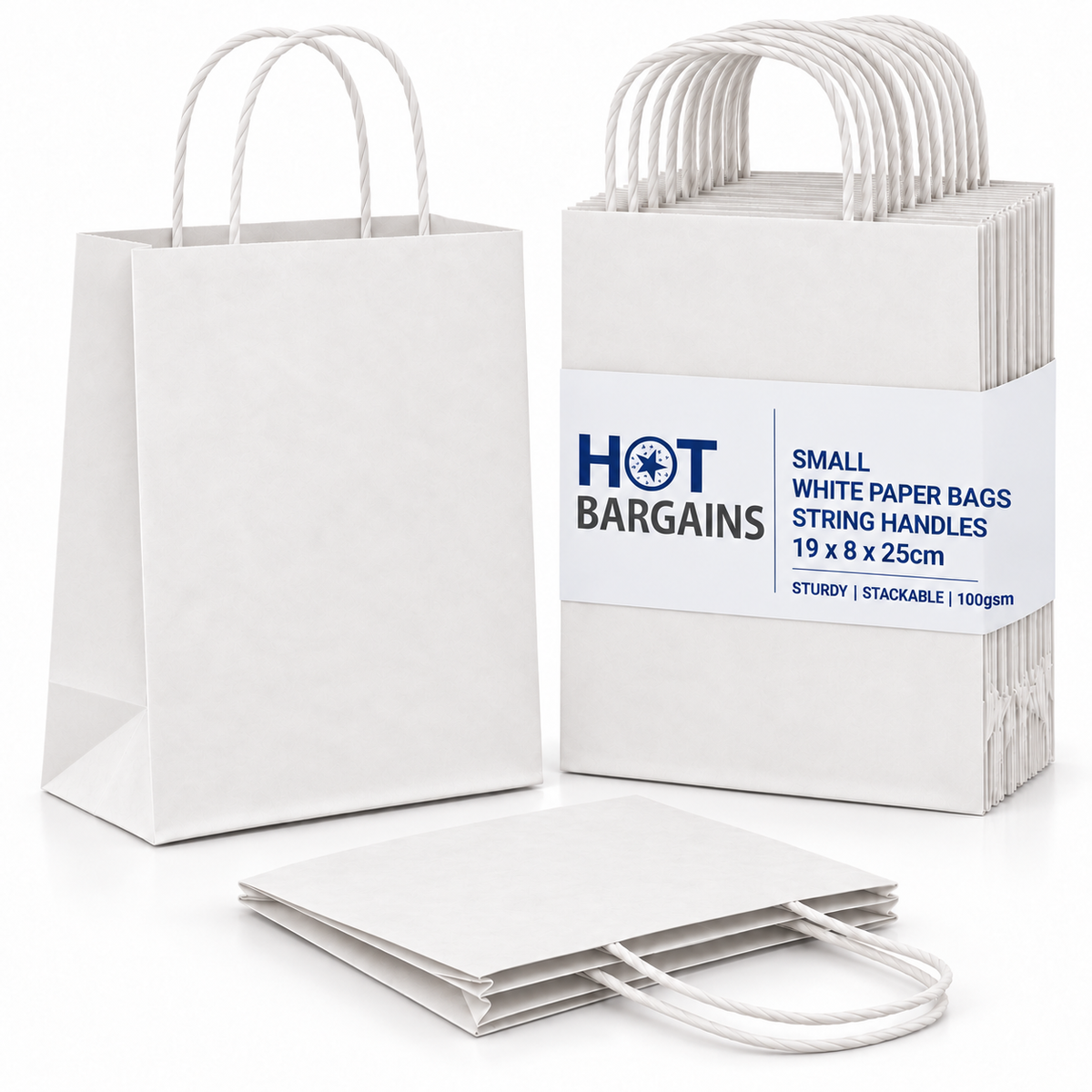 Hot Bargains — 250 X White Twisted Paper Bag - Small