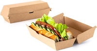 Pack of 200 Takeaway Hot dog Boxes with Closable Lid (21 x 7 x 7.5cm Size) Plastic Free Disposable Food Box Fully Compostable and Recyclable