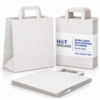 Hot Bargains — 250 X White Flat Handle Paper Bag - XL
