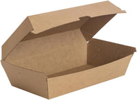 Pack of 200 Takeaway Hot dog Boxes with Closable Lid (21 x 7 x 7.5cm Size) Plastic Free Disposable Food Box Fully Compostable and Recyclable