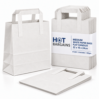 Hot Bargains — 250 X White Flat Handle Paper Bag - Medium