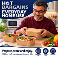 Hot Bargains — 150 x 1000ml Kraft Rectangular Container + Paper Lids — photo 6