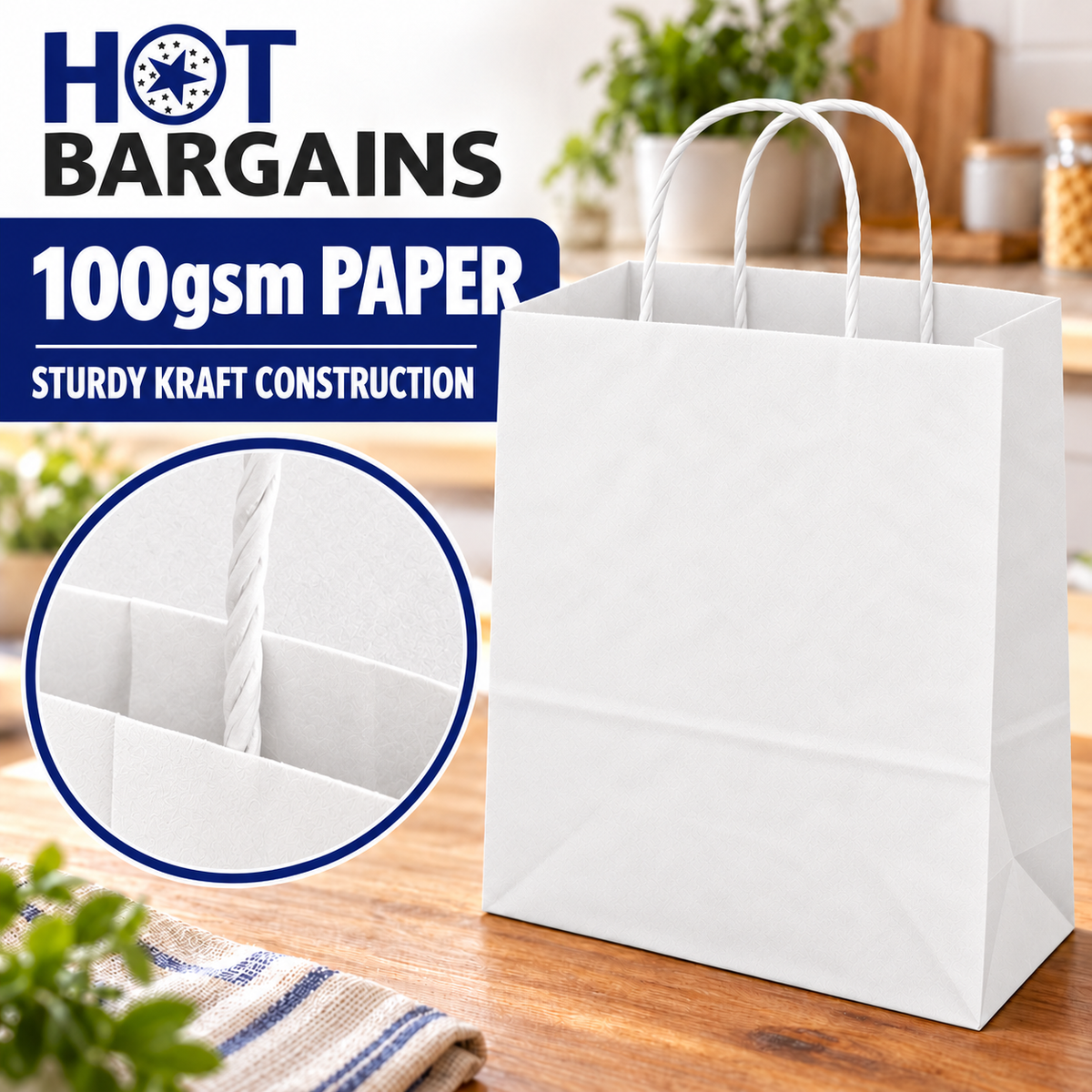 Hot Bargains — 250 X White Twisted Paper Bag - XL — photo 5