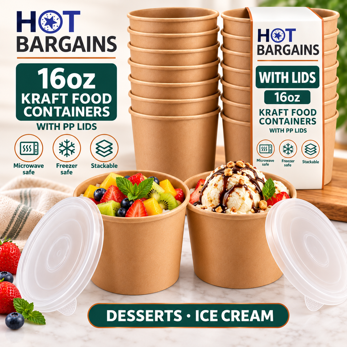 Hot Bargains — 250 x 16oz Brown Soup Cups + PP Lids — photo 4