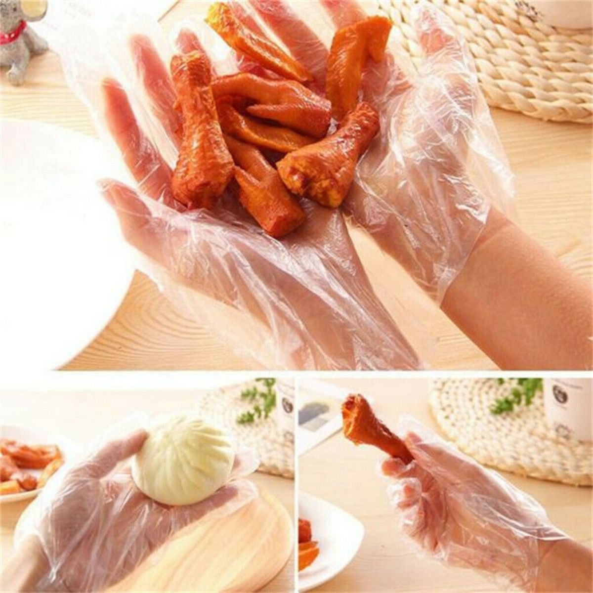 Disposable PE Gloves – Transparent Plastic, Waterproof, One Size Fits All
