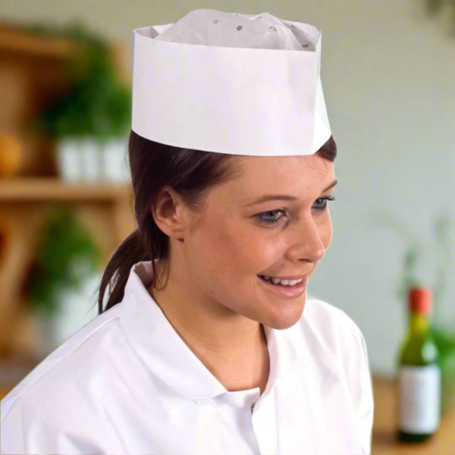 Pack of 1000 White Classic Disposable Forage Paper Chef Hats – White, 229mm (9")