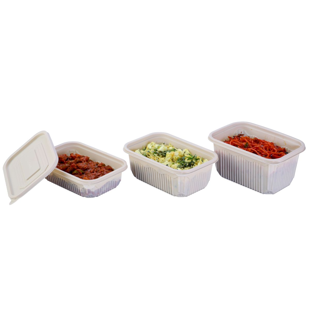 Pack of 200 Corn-Starch Rectangle Food Containers with Lids | BPA-Free, Biodegradable, Microwave & Freezer Safe