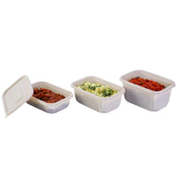 Pack of 200 Corn-Starch Rectangle Food Containers with Lids | BPA-Free, Biodegradable, Microwave & Freezer Safe