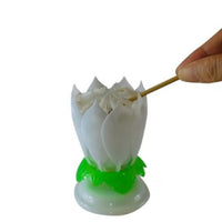 Musical Lotus Flower Birthday Candle – Rotating Candle with Music & Petal Opening