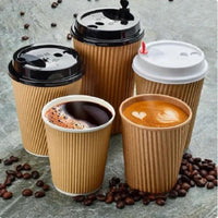 Pack of 500 Kraft Triple Wall Paper Cups Size 8oz ,12oz & 16oz.