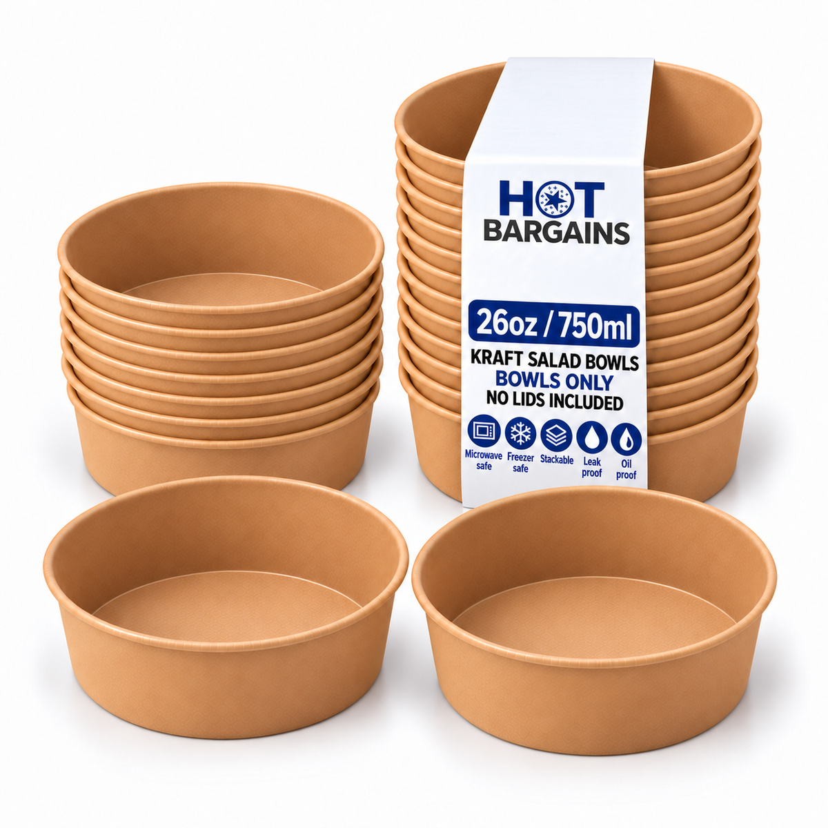 Hot Bargains — 300 x 26oz/750ml Only Salad Containers