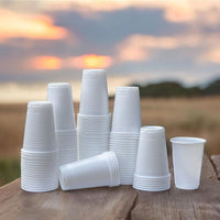 7oz Plastic Water Cups in Different Colours - Clear, White & Blue. - Pack of 1000 / 3000
