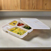 Pack of 200 Corn-Starch Rectangular Food Meal Box with Lids BPA-Free Biodegradable Microwave & Freezer