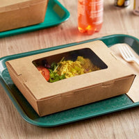 Pack of 200 Pack Kraft Paper Food Containers with Clear PET Window – Sizes: 500/700/900 & 1200ML.
