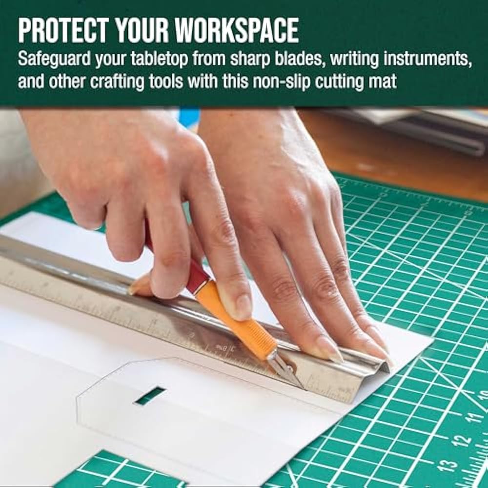Self-Healing Cutting Mat A1 - 90 x 60cm, A2 - 60 x 45cm and A3 - 45 x 30cm, 5-Ply Green Craft Board, Recycled PVC Hobby Mat for Sewing, Quilting & Crafts