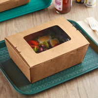 Pack of 200 Pack Kraft Paper Food Containers with Clear PET Window – Sizes: 500/700/900 & 1200ML.