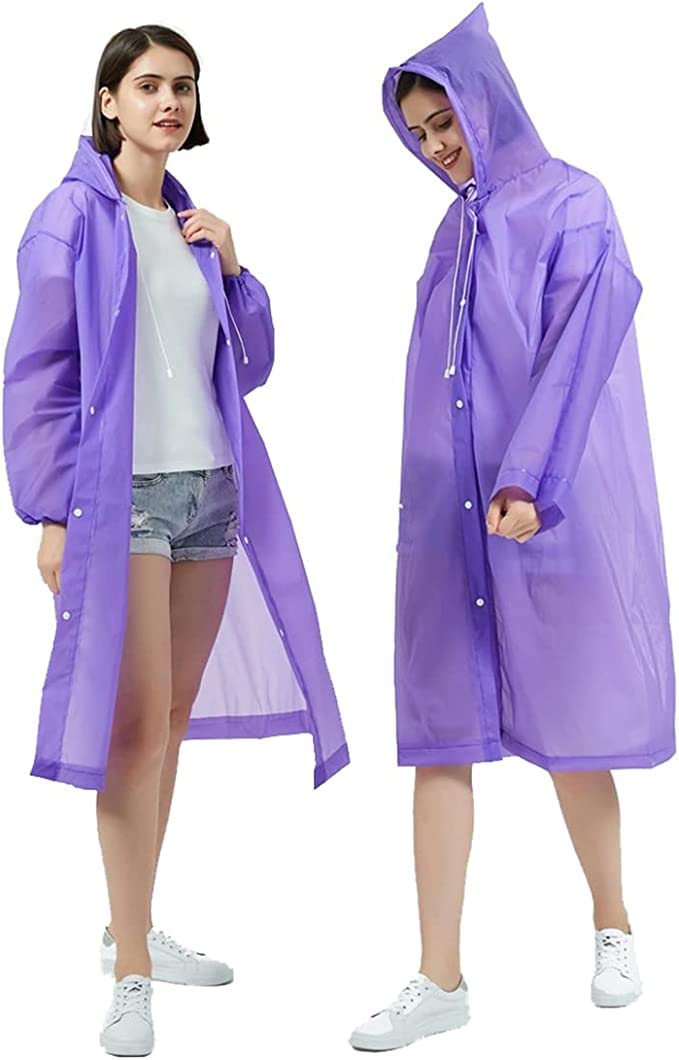 HOT BARGAINS 2 X Rain Poncho Adult Waterproof Reusable Assorted Color Raincoat with Hoods and Sleeves Ideal for Adult Teens Travel Festival Theme Parks (PACK OF 2)