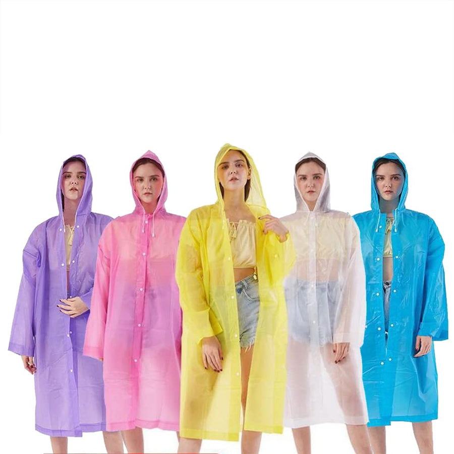 HOT BARGAINS 2 X Rain Poncho Adult Waterproof Reusable Assorted Color Raincoat with Hoods and Sleeves Ideal for Adult Teens Travel Festival Theme Parks (PACK OF 2)